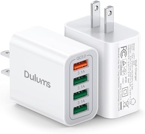 50 W Multiport USB Wall Charger Block – Dual Pack 5-Port Fast Charging Adapter with QC 3.0 Technology for i Phone 16/15/14 Pro Max, i Pad, Galaxy, Android – Compact & Safe Power Solution for Multi-Device Convenience