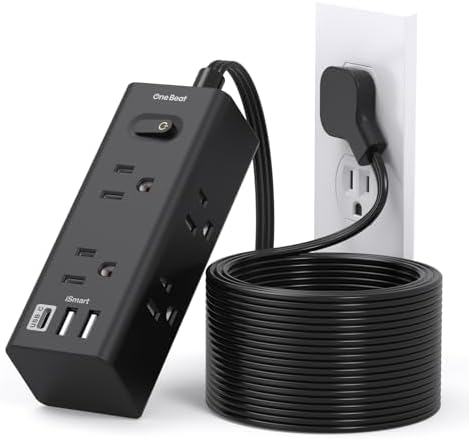 5 Ft Versatile Power Strip with 6 AC Outlets & 3 USB Ports, including USB-C – Compact Flat Plug Extension Cord for Efficient Charging in Dorm Rooms, Travel, and Home Offices – Surge Protector for Enhanced Device Safety and Connectivity