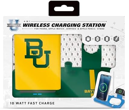 SOAR NCAA 4-in-1 Wireless Charging Docking Station: Rapid Charge Solution for i Phone, Apple Watch, Air Pods & Apple Pencil – Official NCAA Design for Ultimate Fan Experience and Device Compatibility
