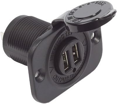 Blue Sea Systems 1016 Dual USB Power Charger Socket – High-Speed, Enhanced Compatibility Adapter for Vehicles and Marine Use, Ideal for Quick Device Charging on the Go