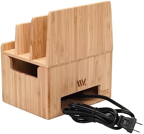 Eco-Friendly Bamboo Multi-Device Charging Station with 6-USB Hub – Universal Organizer for Smartphones, Tablets, and Laptops – Fast Charging Power Supply for a Clutter-Free Workspace