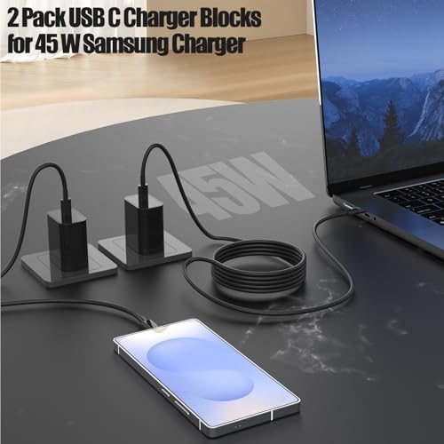 45 W USB-C Fast Charger Bundle for i Phone 16/16 Pro Max & 15/15 Pro Max – 2-Pack 10 FT Type C Cables, PD 3.0 Power Delivery Adaptor for i Pad Pro, Mac Book Air/Pro M1/M2, Air Pods – Stylish Purple Design with Enhanced Charging Speed and Compatibility