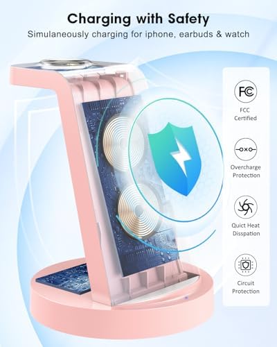 All-in-One 3-in-1 Wireless Charging Station for Apple Devices – Fast Charger Dock for i Phone 11-16 Pro Max, Apple Watch & Air Pods – Sleek, Compact Design with Enhanced Compatibility and Speed for Effortless Power Management