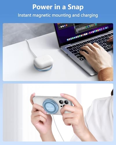 NANAMI Magnetic Wireless Charging Pad – Premium Fast Charger for i Phone 16/15/14/13/12 & Air Pods 3/2/Pro/Pro 2 with 20 W PD USB-C Adapter – Sleek Design for Effortless Charging & Enhanced Compatibility