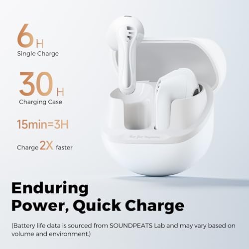 Transform Your Listening Experience with Sound PEATS Air5 Lite Wireless Earbuds – Exceptional Bluetooth 5.4 Performance, 13 mm Drivers for Immersive Hi-Res Audio, and State-of-the-Art Environmental Noise Cancellation for Crystal Clear Calls – Robust 30-Hour Battery Life with Rapid Recharge Capability – Ideal for Audiophiles, Gamers, and Professionals Seeking Superior Comfort and Sound Clarity