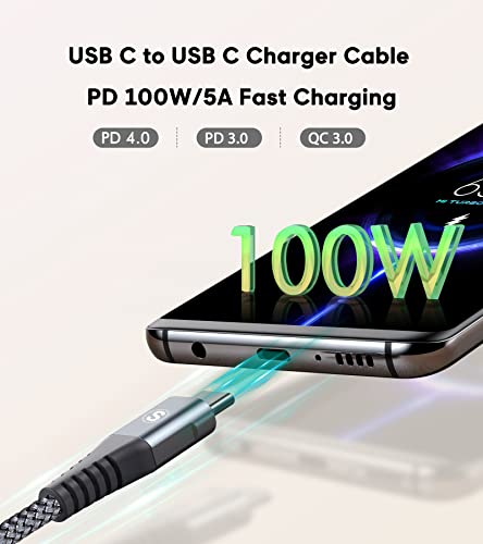 sweguard 100 W USB C to USB C Charger Cable [3.3 ft, 2-Pack] – Ultimate Fast Charging Solution for i Phone 15 & 16 Pro Max, Mac Book, i Pad Pro, and Samsung Galaxy S Series – Durable, High-Speed Compatibility for All Your Devices