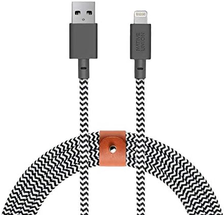Native Union Belt Cable XL – 10 ft Reinforced Lightning to USB Charging Cable with Leather Strap – MFi Certified for i Phone 14, 13, 12, & Earlier Models – Premium Durability Meets Elegant Convenience – Ideal for Home, Office, and Travel