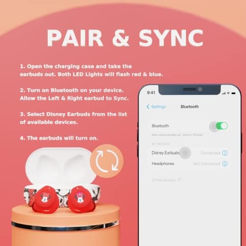 Discover the Magic of Mickey Mouse with Wireless Bluetooth Earbuds – Premium Sound Quality, Ergonomic Design, and 30 Hours Playtime – Perfect for Disney Enthusiasts and Gift Giving – Universal Compatibility for All Devices Including Smartphones and Tablets