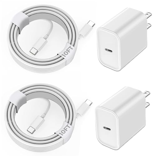 Ultra-Compact 20 W PD USB C Fast Charging Duo: Dual Wall Charger Set with High-Speed Cables for i Phone 16/15 & i Pad Compatibility – Streamlined Portability, Enhanced Safety Features, and Rapid Power Delivery for Everyday Use