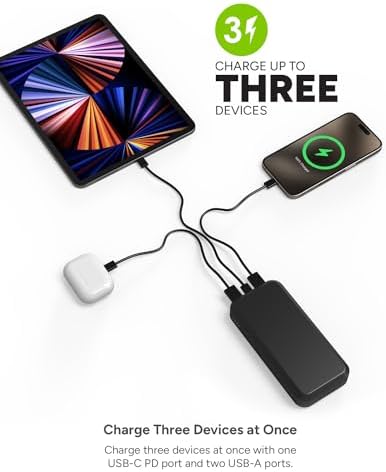 Mophie Powerstation Laptop Prime27 – 27,000 m Ah Eco-Friendly Portable Power Bank with 60 W USB-C PD Fast Charging, Multi-Device Compatibility, LED Battery Indicator, and Versatile Charging Ports – Ultimate On-the-Go Performance for Laptops, Tablets, and Smartphones