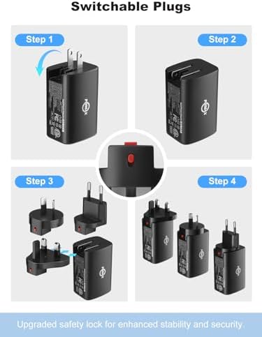 PDMAX 70 W USB C Travel Charger – Ultimate Fast Charging Adapter for Global Adventures, Compatible with PD 3.0 & PPS, Compact International Power Solution for Europe, UK, Japan, and Beyond – Reliable Performance for All Devices