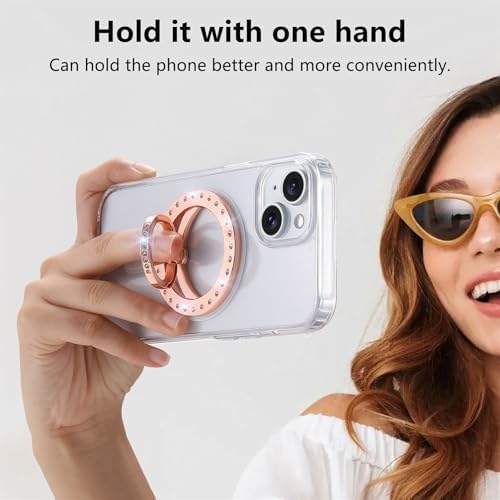 Elevate Your Mobile Experience with the Premium Glitter Gold Magnetic Phone Ring Holder – Perfectly Compatible with Mag Safe for i Phone 12-16, Adjustable Kickstand for Effortless One-Handed Use, Enhanced Grip for Secure Handling and Stylish Aesthetics