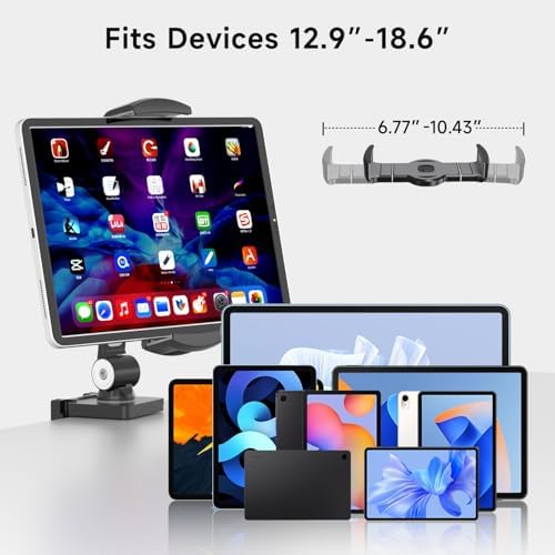Suptek Adjustable Aluminum Alloy Cell Phone Desk Mount Stand – Versatile 360° Rotating Holder for i Pad, i Phone, Samsung & Asus (4.7-11 inches) – Perfect for Home, Office, or Kitchen Use – Unmatched Stability & Comfort for Daily Tasks