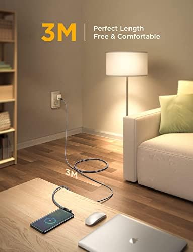 Revolutionize Your Charging with AINOPE 60 W USB C Cable 2-Pack – 10 ft Durable Nylon Braided Right Angle Type C Charger for i Phone 16 Pro Max, Samsung S24, and i Pad Pro – Fast Charging, Enhanced Compatibility, and Long-Lasting Performance