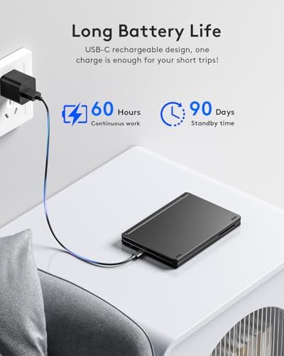 Samsers Portable Foldable Bluetooth Keyboard with Phone Holder – Rechargeable Multi-Device Compatible Wireless Keyboard for i Pad, i Phone, Mac Book, Android & Windows – Ideal Travel Companion for Efficient Typing