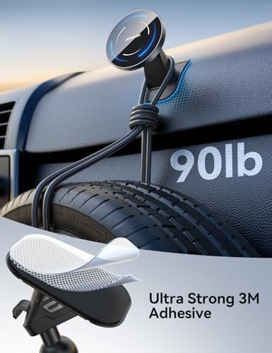 JOYROOM Mag Safe Car Mount Charger – 15 W Fast Wireless Charging for i Phone 12-16 Pro Max Plus, Enhanced Dual-Clip Grip for Secure Dashboard & Air Vent Installation, Stylish Dark Blue Finish, Ultimate On-the-Go Power Solution for i Phone 15 Accessories