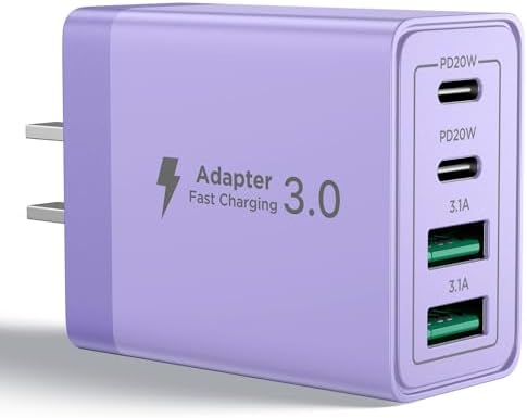 Aioneus 40 W USB C Fast Charging Block – 4-Port Dual PD & QC Wall Charger for i Phone 11-16, i Pad & Samsung Devices – Compact, High-Performance Power Adapter with Enhanced Safety Features for Home & Travel