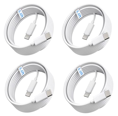 Ultimate 5-Pack 6 ft USB C to C Fast Charging Cables – 60 W Power Delivery for i Phone 16 Series and Galaxy S25, S24, S23, S22 – Durable, Flexible, High-Speed Charging Solution in Sleek White Design for Home & On-the-Go Use
