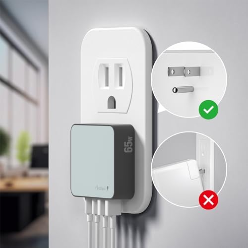 Nekmit 65 W Ga N Dual USB Fast Charging Wall Charger – Ultimate Travel Power Adapter for i Phone 15 Pro Max, i Pad Pro, Air Pods & Galaxy Devices – Compact, Lightweight Design with Advanced Safety Features for Efficient, Reliable Charging Solutions
