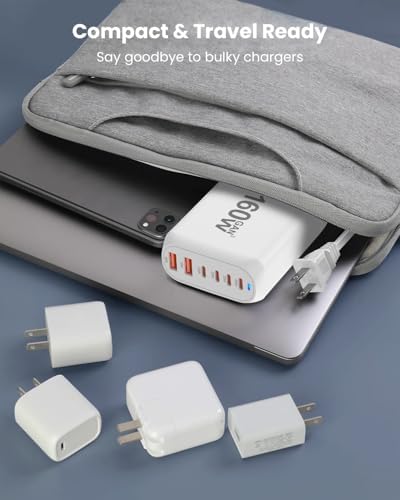 GEEKERA 160 W 6-Port USB C Fast Charging Station – Ultimate Multiport Wall Charger with 4 USB-C & 2 USB-A Ports – High-Speed Power Hub for i Phone 16, i Pad Pro, Mac Book, Samsung Galaxy, Pixel, & Nintendo Switch – Compact & Portable Design for Efficient Device Charging at Home or On-the-Go