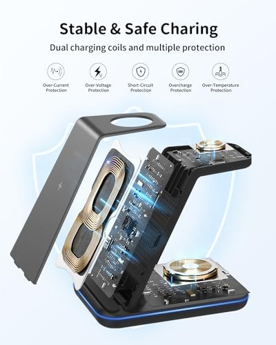 Revolutionize Your Charging Routine with the Joy Geek 3-in-1 Wireless Charger Station for Samsung Devices – Fast Charging Dock for Galaxy Watch7 Pro/4/3/Active2/1, S24/S23 Ultra/S22/S21/S20/Note 20, Z Fold & Flip, and Buds 3 Pro – Enhanced Compatibility, Sleek Design, and Built-in Safety Features for Efficient Power Management