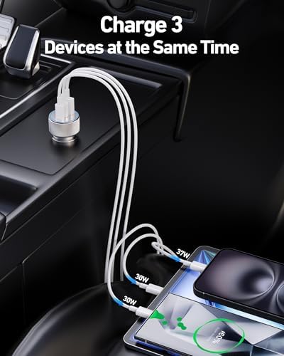 Ultimate 4-in-1 USB C Fast Charging System: 67 W 3-Port Car Charger, 45 W Wall Adapter, and Dual 3 FT USB C Cables for i Phone 16 Series, i Pad, and Mac Book – Superior Speed and Compatibility for On-the-Go Power Solutions