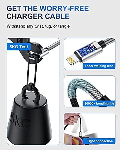 6-Foot Apple MFi Certified Charging Cable – 3 Pack Lightning to USB Cords for Fast Charging i Phone 14/13/12/11/XS/XR/i Pad – Durable Design with Extended Reach for Effortless Device Use – High-Speed, Reliable Connection for Home, Office, and Travel