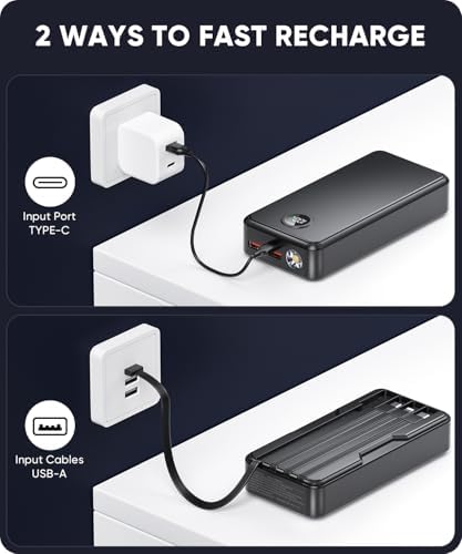 UYAYOHU 40,000 m Ah Power Bank – Ultra-Fast 22.5 W Portable Charger with 5 Outputs, 2 Inputs & LED Display – Versatile External Battery Pack for i Phone 16/15/14, Samsung & More – Essential Travel Companion with Built-in Flashlight for Emergencies