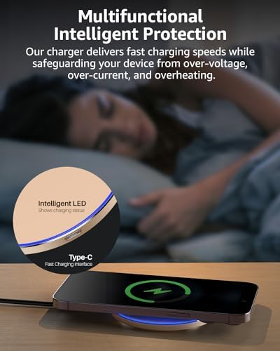 TOZO 2025 Enhanced 15 W Max Fast Wireless Charging Pad – Sleek Gray Charger for i Phone 16/15/14/13/12 Series & Samsung Galaxy S24/S23/S22 – Anti-Slip Design for Secure Charging – Lightweight & Portable Qi-Compatible Accessory for Effortless Power Delivery