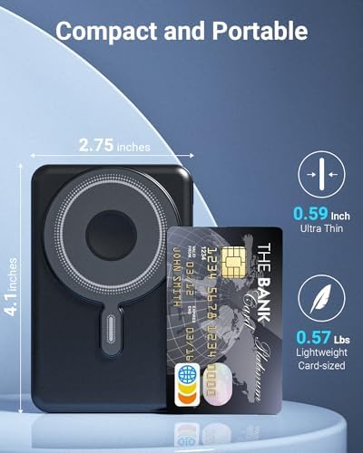 Ultimate 5-in-1 Mag Safe Portable Charger – 10,000 m Ah Wireless Magnetic Power Bank for Apple Devices – Fast Charging Battery Pack with Built-in Stand for i Phone 16 Pro Max/15/14/13 Mini & Apple Watch – Sleek Black Design for On-the-Go Power Solutions