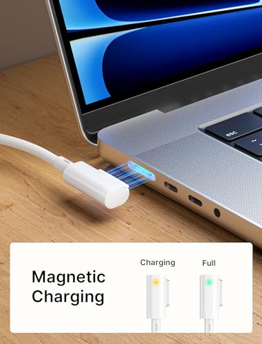JSAUX 10 ft USB C to Magnetic 3 Right Angle Cable – Rapid 140 W Charging for Mac Book Air/Pro 2023/2022/2021 (M3, M2, M1, 14-16 Inch) – Enhanced Durability and Seamless Connectivity for Optimal Performance