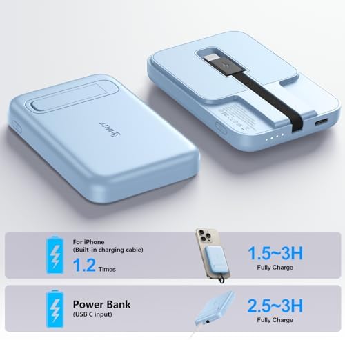 Ultimate Portable Power Bank for Apple Watch & i Phone – 5200 m Ah Magnetic Wireless Charger with Built-in Cable, Slim Travel Battery Pack for Apple Watch Series 9/Ultra2/8/7/6/SE/5 & i Phone Models 14/13/12/11/XR/8/7/6 s – Fast Charging for Active Lifestyles