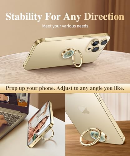 GVIEWIN Stylish Marble Phone Ring Holder with 360° Rotation for Ultimate Grip and Kickstand Functionality – Compatible with i Phone 16 Pro Max, 15 Plus, 14, 13, 12 Series & Galaxy S25/S24 Ultra – Elegant Flowing Sakura Design for Enhanced Safety and Usability
