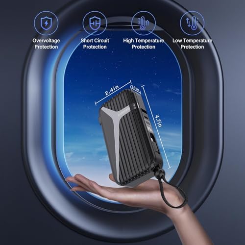 Compact 27 W Fast Charging Power Bank with Built-in Cables – 10,000 m Ah Portable Charger for i Phone & Android – Effortless Multi-Device Charging with 4 Outputs & 2 Inputs – Essential Travel Battery Pack for i Phone 16/15/14 and Newer – Durable Design for On-the-Go Energy Solutions