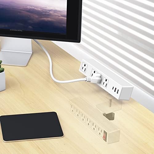 Maximize Workspace Efficiency with VILONG’s Dual Layer Desk Clamp Power Strip – 10 Outlet & 3 USB Charging Station, 20 W Edge Mount Surge Protector with 3 Ft Extension Cord for Home & Office Use – Clutter-Free Power Solution for All Devices