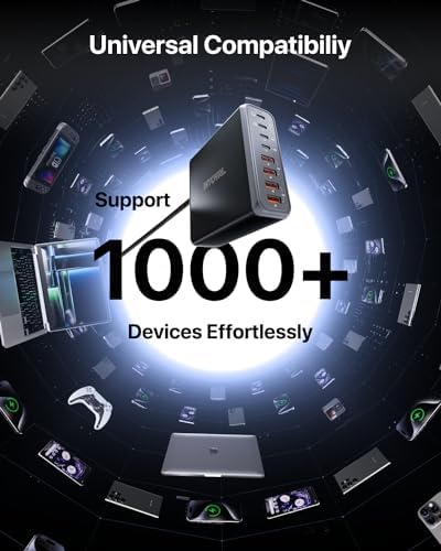 Intoval 140 W USB C Charging Hub: High-Speed 8-Port Power Adapter for i Phone, Mac Book, Galaxy, i Pad & More – Optimal Device Compatibility & Safety Features for Home and Office Use