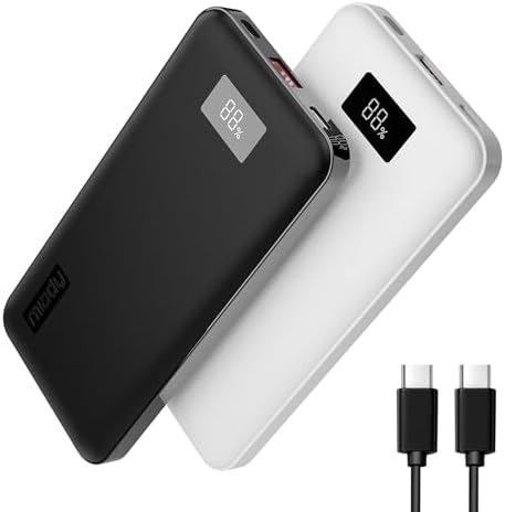 Ultra-Slim 10,000 m Ah Miady Power Bank – Dual USB-C Fast Charging Pack with LED Display for i Phone 16/15 & Galaxy S24/S22 – Perfect Travel Companion for On-the-Go Charging