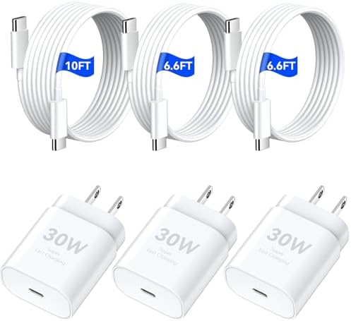30 W Fast Charging Block with 10 FT USB-C Cable for i Phone 16 & 15 Series – Ultimate Power Solution for Rapid Charging – 3-Pack for Home, Office & Travel – Enhanced Compatibility for All Models Including 16 Pro Max, 16 Pro, 16 Plus, and More