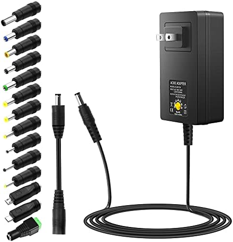 Versatile 30 W SHNITPWR Adjustable AC/DC Power Adapter with USB Output – Multi-Tip Power Supply for Universal Device Compatibility, Featuring 14 Interchangeable Tips and 3 V-12 V Voltage Range for Efficient Charging and Enhanced Device Longevity