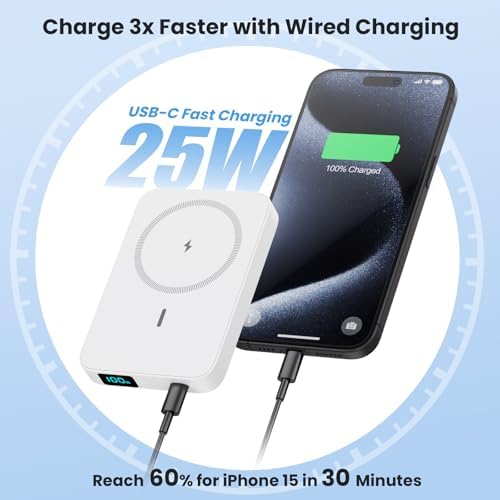 Advanced Magnetic Wireless Power Bank – 10800 m Ah Portable Charger with Foldable Stand, LED Battery Indicator, and 25 W Fast Charging for i Phone 16/15/14/13/12 Pro/Pro Max/Plus – Ultimate Compatibility and Convenience