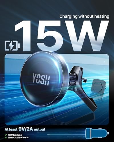 Magsafe Car Mount Charger for Mercedes Benz/Mini Cooper 2020-23&Countryman, Audi A1, Mercedes Benz Car Accessories, 15W Fast Charging Magnetic Wireless Charger for iPhone 16 15 14 13 12 Series – Enhanced Compatibility and Speed