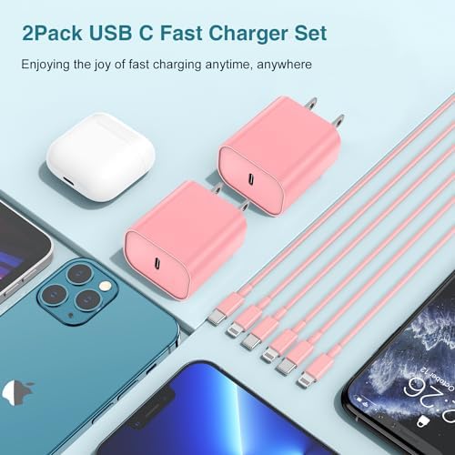 MFi Certified 20 W USB-C to Lightning Fast Charger for i Phone 14/13/12 – 6 FT Durable Cable & Power Delivery Block in Stylish Blue – Ultimate Solution for Rapid Charging of All Apple Devices Including i Pad Pro, XS, XR, 8 Plus – Optimized for Reliability and Speed