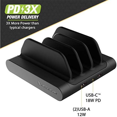 Scosche BLQP-XTSP Base Lynx Modular Qi-Certified Wireless Charging Hub – Fast, Customizable Charging Solution with Safety Features for Home and Office – Sleek Design for Effortless Device Powering and Enhanced Compatibility