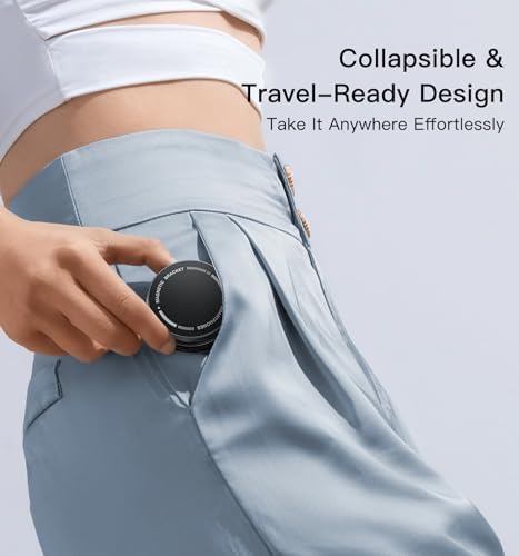 Magnetic Vacuum Foldable Phone Holder – 360° Adjustable Travel Companion with Strong Suction & Nano Adhesive for Airplane & Train Use – Durable Alloy Base for Smooth Surfaces – Ultimate Portable Mobile Mount in Sleek Black Finish