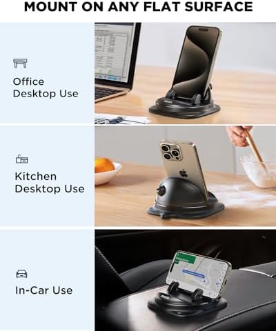 JOYROOM 360° Rotatable Car Phone Holder – Adjustable Dashboard Mount for Seamless One-Hand Operation – Universal Fit for 4-7″ Smartphones including i Phone 16 Pro & Samsung S25 – Optimal Viewing & Enhanced Safety Driving Experience