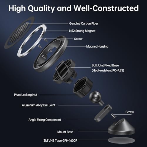 SYNCWIRE 360° Magnetic Car Mount for i Phone & Samsung – Effortless Dashboard Installation with Strong Adhesion – Secure Phone Holder for Safe Navigation and Streaming – Sleek Design for Modern Vehicles – Enhanced Mag Safe Compatibility