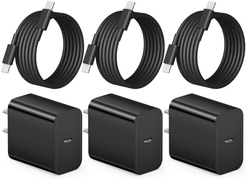 i Phone 16 Fast Charging Pack: 3 USB-C Blocks & 3 Durable 6 FT Cables for Ultimate Compatibility with i Phone 15, i Pad Pro, and Air Pods – Compact, Portable, and Reliable Power Solution for On-the-Go Users