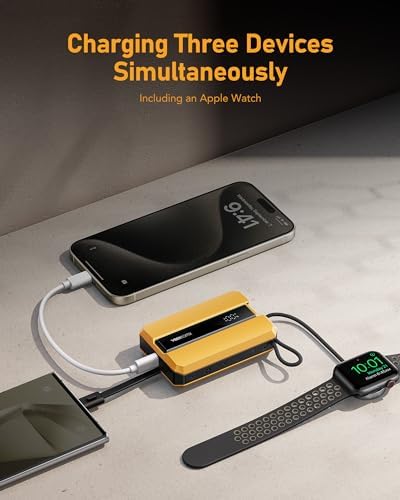 VEEKTOMX PD 30 W Portable Power Bank with Integrated USB-C Cable – Fast Charging 10,000 m Ah Battery for i Phone 16/15/15 Plus & Apple Watch – Ultra-Compact Charger for On-the-Go Convenience – Reliable Charging Solution for Modern Lifestyles