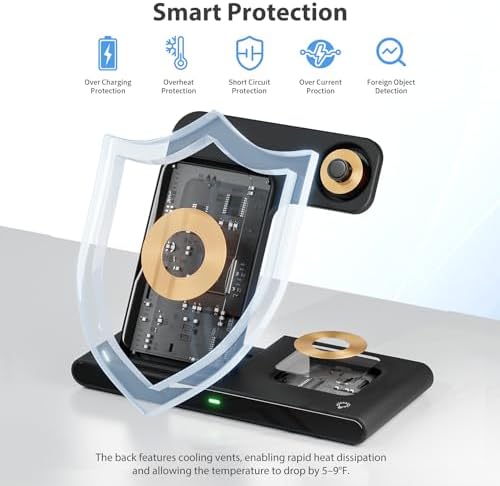Ultimate 3-in-1 Wireless Charging Station: Sleek Phone, Apple Watch, and Air Pods Dock for Efficient, Clutter-Free Power – Fast Charging for i Phone 16 to 11, Series 10-2 Ultra & SE Compatibility, Perfect for Home, Office, and Travel – Compact, Foldable Design with Smart Indicator Lights for Seamless Use and Gentle Night Charging – Ideal Gift for Students, Professionals, and Digital Nomads Seeking an Organized Charging Solution.