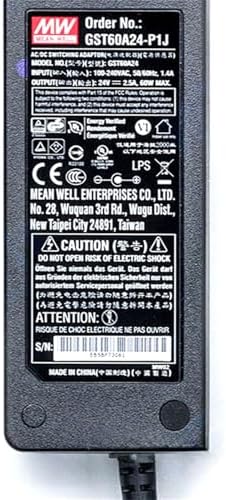 High-Efficiency 60 W Industrial Desktop Power Adapter – 24 V, 2.5 A AC Supply for Optimized Device Functionality – Torq Cali Mean Well GST60 A24-P1 J with Superior Safety Features and Compact Design for Enhanced Energy Efficiency and Performance Stability